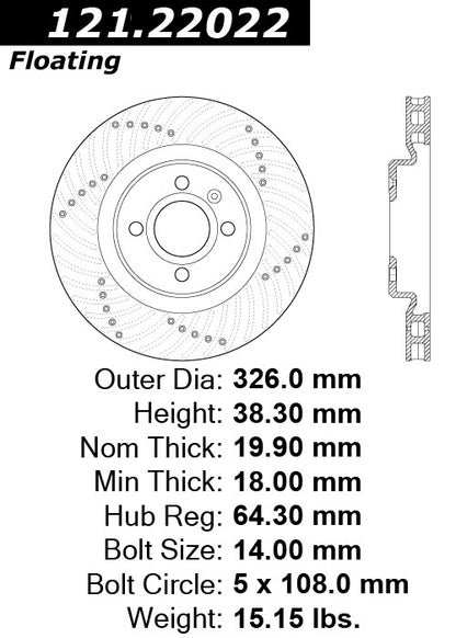 Centric Parts Disc Brake Rotor with Non-Directional Finishes for 121.22022