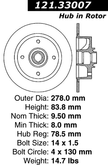 Centric Parts Disc Brake Rotor Standard with Non-Directional Finishes for 1966-1979 Volkswagen Beetle 121.33007
