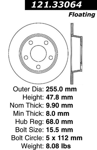Centric Parts Disc Brake Rotor Standard with Non-Directional Finishes for 1998-2005 Audi A6 Quattro 121.33064