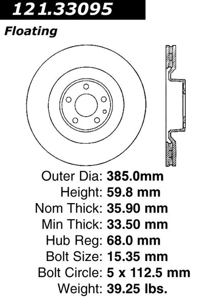 Centric Parts Disc Brake Rotor Standard with Non-Directional Finishes for 2005-2010 Audi A8 Quattro, S8 2009-2007 121.33095