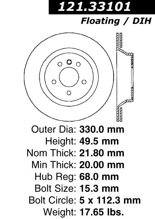 Centric Parts Disc Brake Rotor with Non-Directional Finishes 121.33101