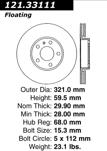 Centric Parts Disc Brake Rotor with Non-Directional Finishes 121.33111