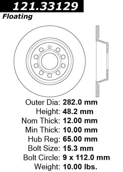 Centric Parts Disc Brake Rotor with Non-Directional Finishes for 121.33129