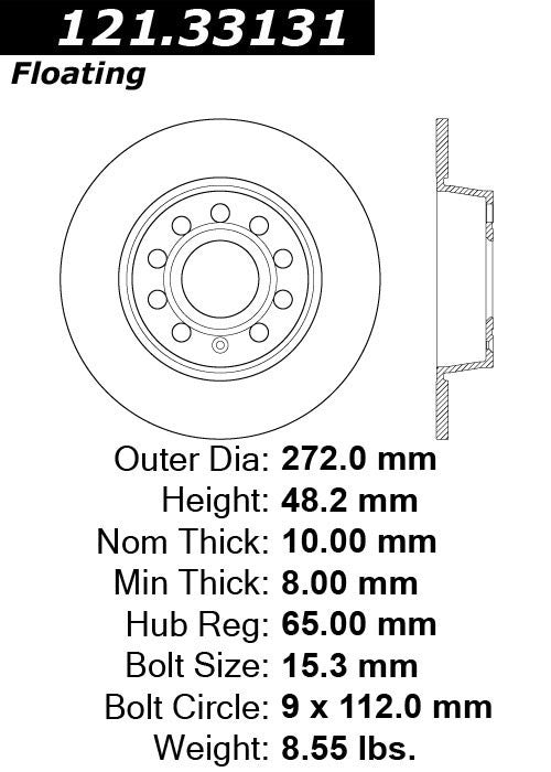 Centric Parts Disc Brake Rotor with Non-Directional Finishes 121.33131