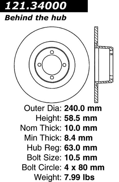 Centric Parts Disc Brake Rotor with Non-Directional Finishes for 121.34000