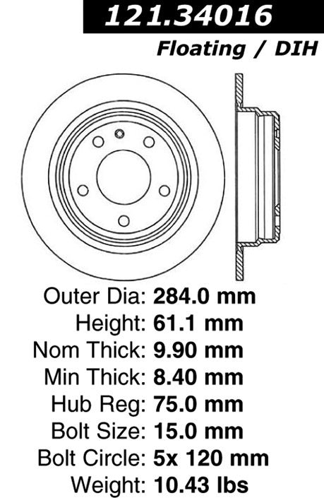 Centric Parts Disc Brake Rotor with Non-Directional Finishes 121.34016
