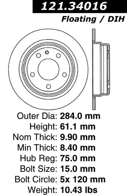 Centric Parts Disc Brake Rotor with Non-Directional Finishes 121.34016