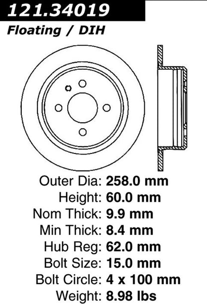Centric Parts Disc Brake Rotor Standard with Non-Directional Finishes for 1984-1991 BMW 318i/318is/325 Series 121.34019