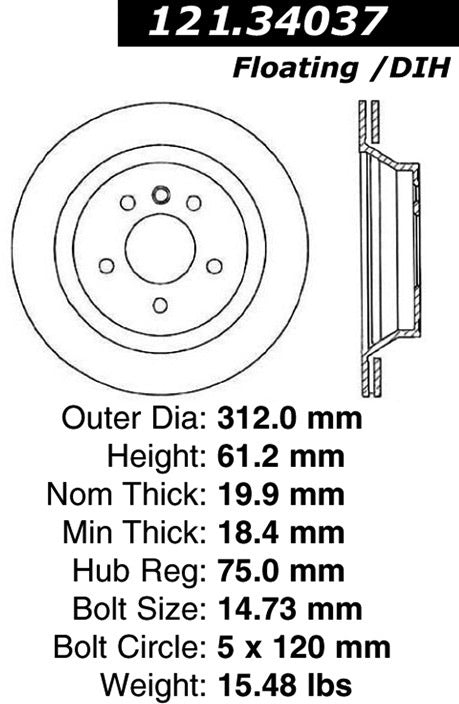 Centric Parts Disc Brake Rotor Standard with Non-Directional Finishes for 1994-1999 BMW M3 2002-1998 Z3 121.34037