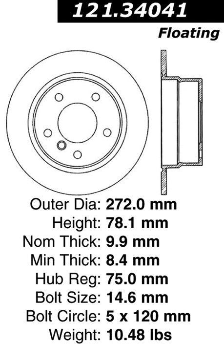 Centric Parts Disc Brake Rotor with Non-Directional Finishes 121.34041