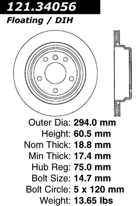 Centric Parts Disc Brake Rotor Standard with Non-Directional Finishes for 2001-2005 BMW 325xi 121.34056