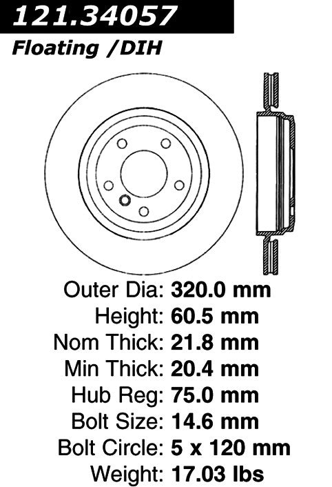 Centric Parts Disc Brake Rotor Standard with Non-Directional Finishes for 2001-2006 BMW 320i 330Ci 330i 330xi 121.34057