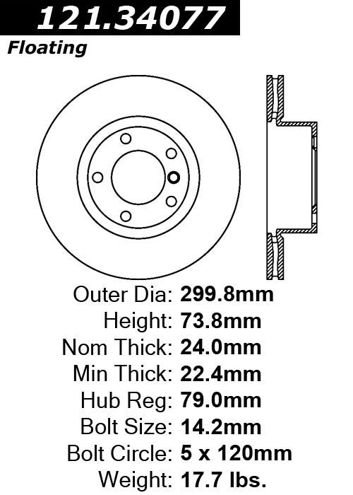 Centric Parts Disc Brake Rotor C-Tek Standard Non-Directional Finishes for 2011-2015 BMW 120i/125i/128i/320i/325i/328i 121.34077