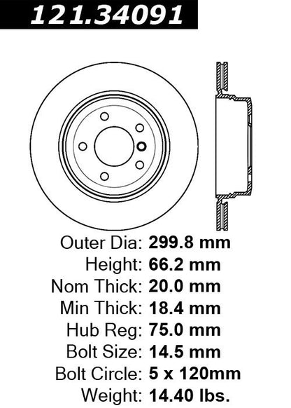 Centric Parts Disc Brake Rotor C-Tek Standard for 2006-2015 BMW Models 121.34091