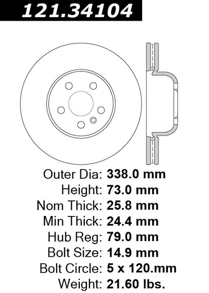 Centric Parts Disc Brake Rotor Standard with Non-Directional Finishes for 2008-2013 BMW 135i 135is 121.34104