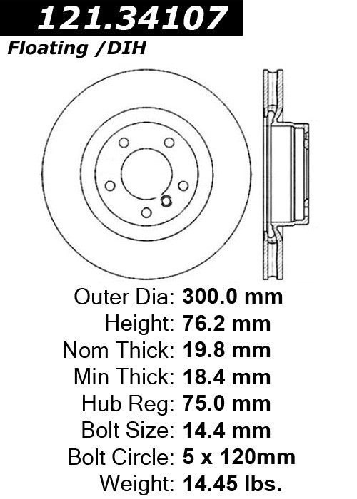 Centric Parts Disc Brake Rotor with Non-Directional Finishes 121.34107