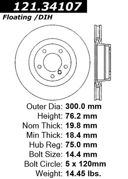 Centric Parts Disc Brake Rotor with Non-Directional Finishes 121.34107