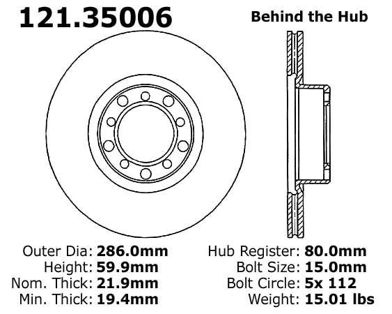 Centric Parts Disc Brake Rotor with Non-Directional Finishes 121.35006