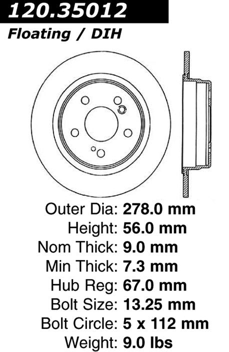 Centric Parts Disc Brake Rotor with Non-Directional Finishes for 121.35012