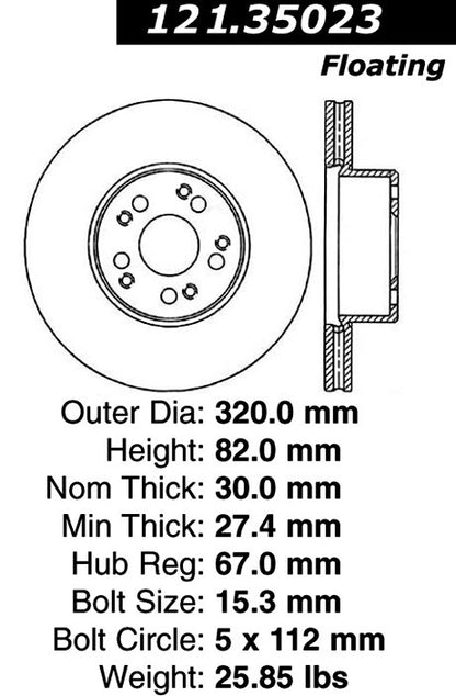 Centric Parts Disc Brake Rotor with Non-Directional Finishes for 121.35023
