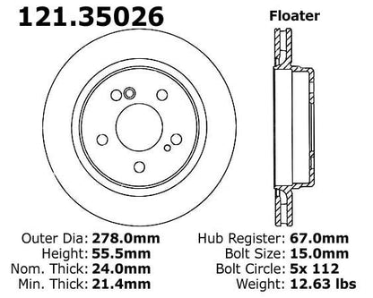Centric Parts Disc Brake Rotor 121.35026
