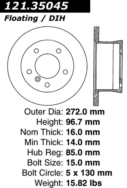 Centric Parts Disc Brake Rotor with Non-Directional Finishes 121.35045