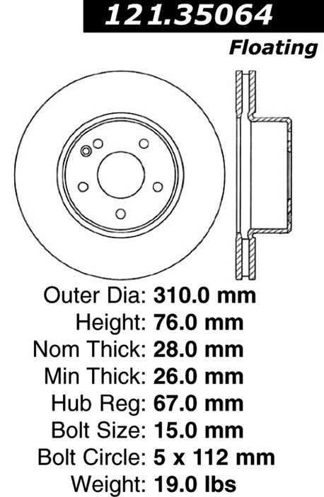 Centric Parts Disc Brake Rotor 121.35064