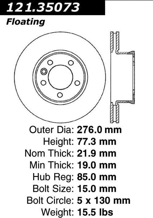Centric Parts Disc Brake Rotor with Non-Directional Finishes 121.35073