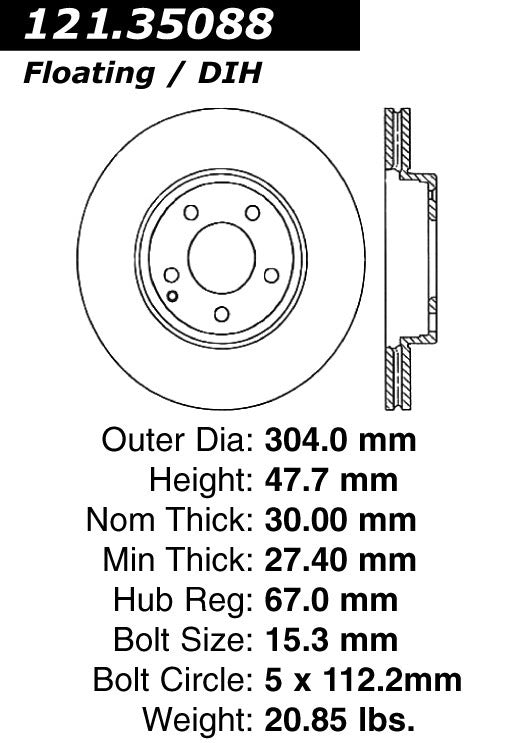 Centric Parts Disc Brake Rotor with Non-Directional Finishes 121.35088