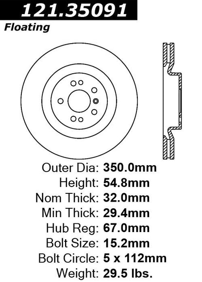 Centric Parts Disc Brake Rotor with Non-Directional Finishes 121.35091