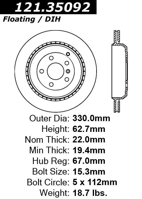 Centric Parts Disc Brake Rotor with Non-Directional Finishes 121.35092