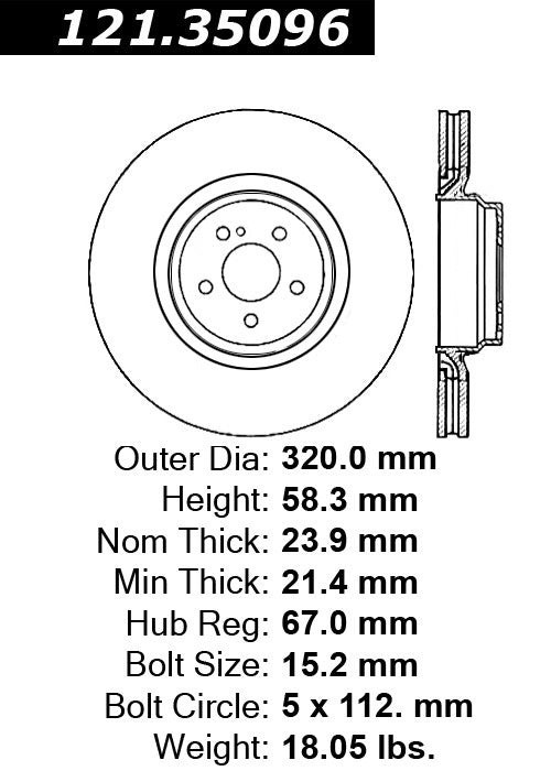 Centric Parts Disc Brake Rotor with Non-Directional Finishes 121.35096
