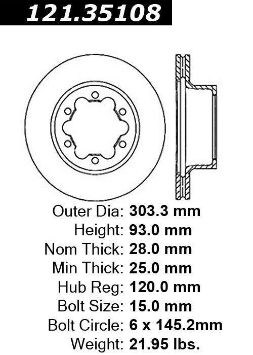 Centric Parts Disc Brake Rotor with Non-Directional Finishes 121.35108