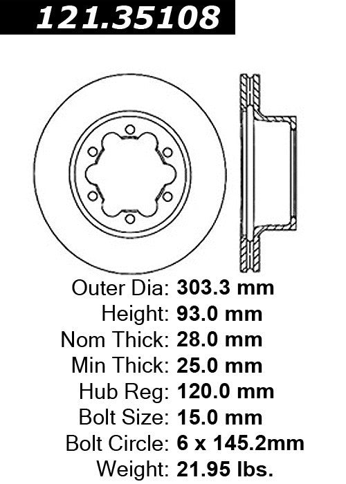 Centric Parts Disc Brake Rotor with Non-Directional Finishes 121.35108