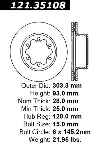 Centric Parts Disc Brake Rotor with Non-Directional Finishes 121.35108