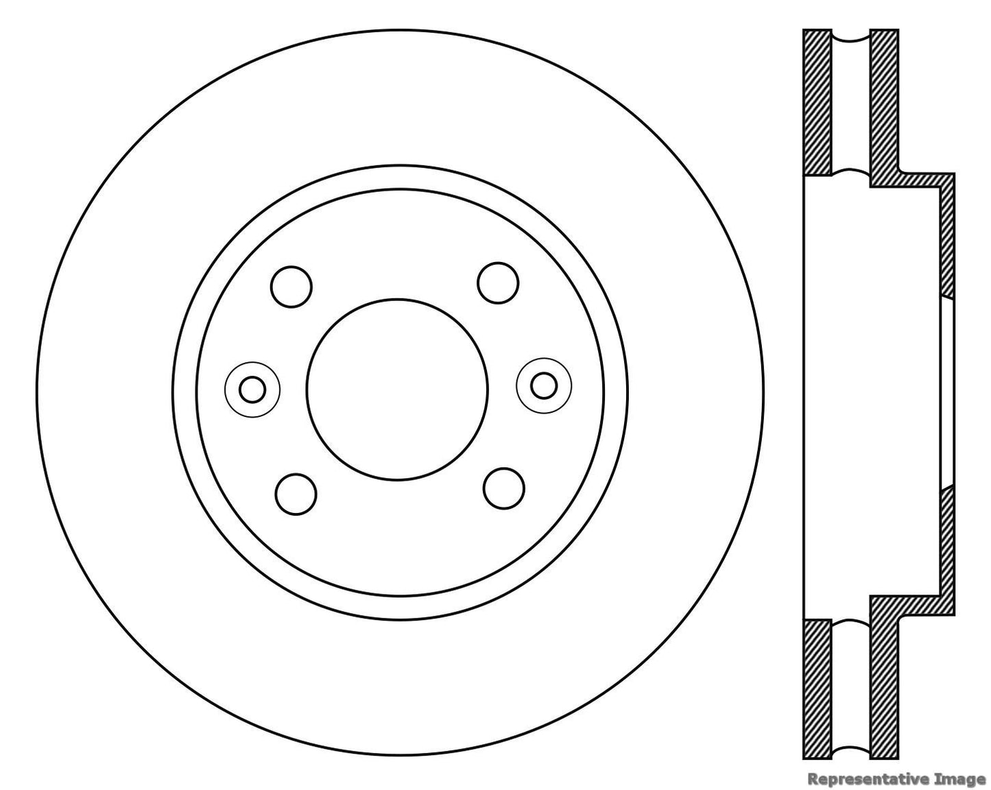 Centric Parts Disc Brake Rotor Non-Directional Finishes for 2015-2018 Renault Logan, Sandero, Stepway, Smart EQ fortwo, Forfour 121.35174