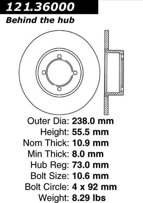 Centric Parts Disc Brake Rotor with Non-Directional Finishes 121.36000