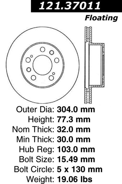 Centric Parts Disc Brake Rotor with Non-Directional Finishes 121.37011