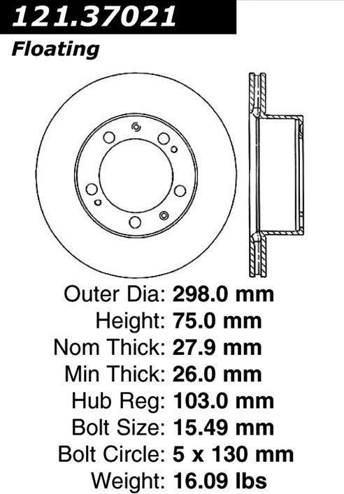 Centric Parts Disc Brake Rotor with Non-Directional Finishes 121.37021