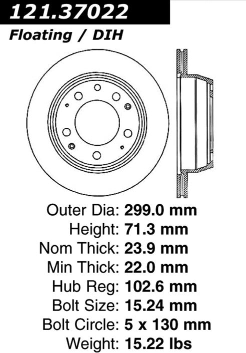 Centric Parts Disc Brake Rotor 121.37022