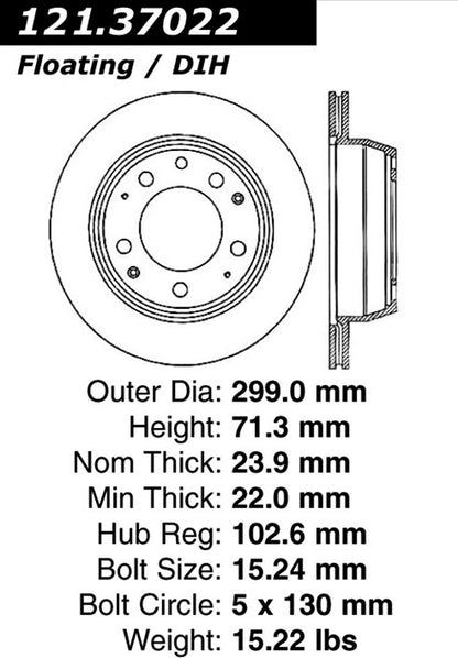 Centric Parts Disc Brake Rotor 121.37022