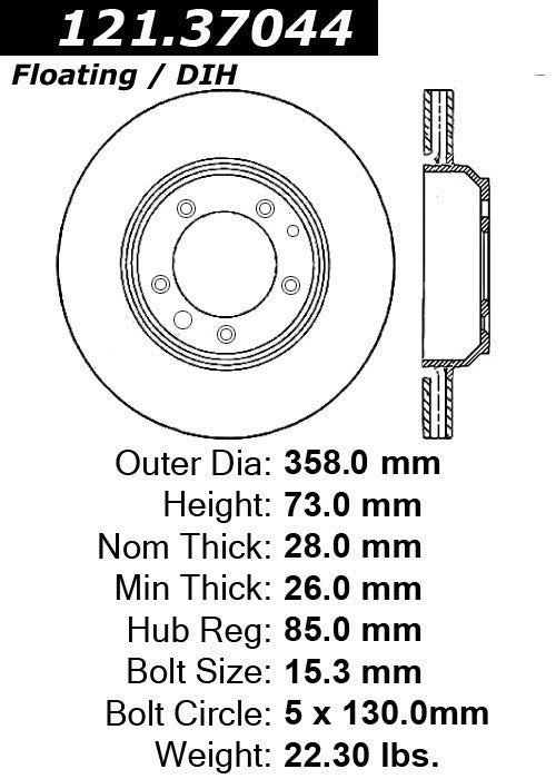 Centric Parts Disc Brake Rotor with Non-Directional Finishes 121.37044