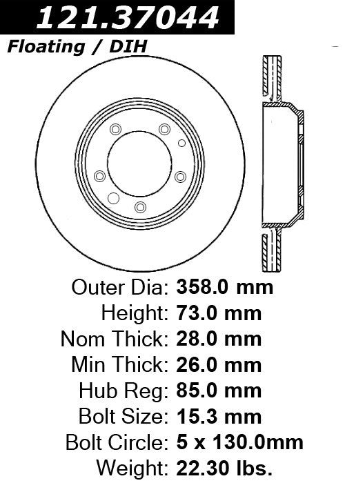 Centric Parts Disc Brake Rotor with Non-Directional Finishes 121.37044