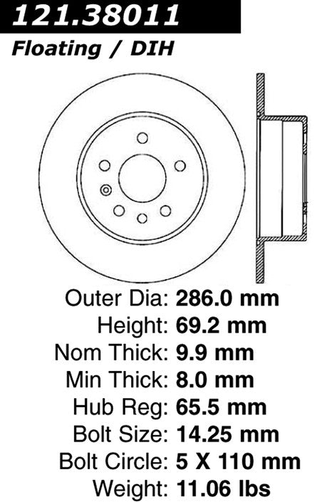 Centric Parts Disc Brake Rotor with Non-Directional Finishes for 121.38011
