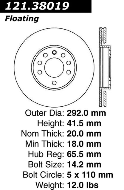 Centric Parts Disc Brake Rotor with Non-Directional Finishes for 121.38019