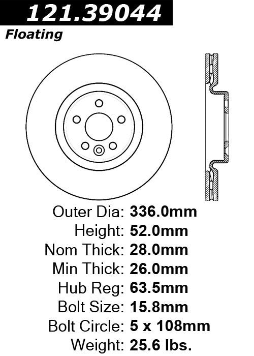 Centric Parts Disc Brake Rotor with Non-Directional Finishes 121.39044