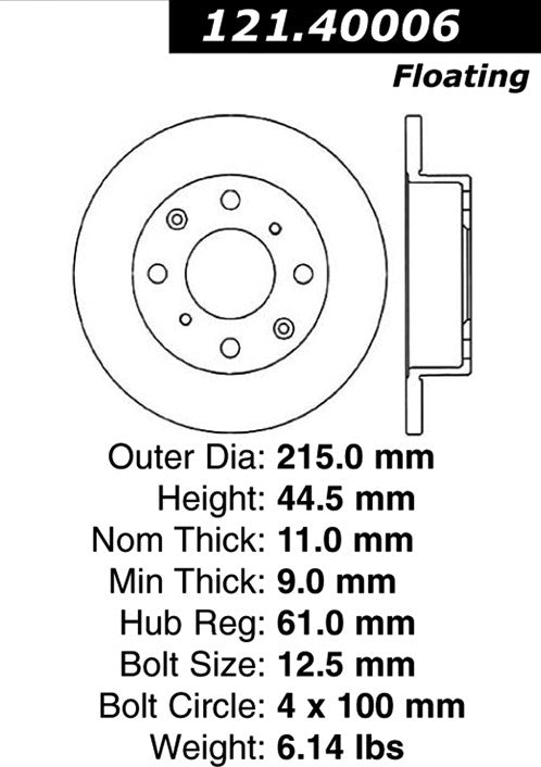 Centric Parts Disc Brake Rotor Standard with Non-Directional Finishes for 1984-1987 Honda Civic 121.40006
