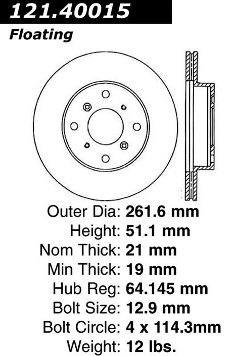 Centric Parts Disc Brake Rotor Standard with Non-Directional Finishes for 1986-1987 Acura Legend 121.40015