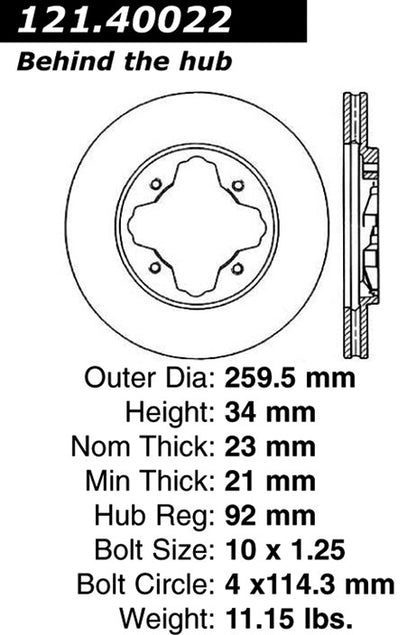 Centric Parts Disc Brake Rotor C-Tek Standard Non-Directional Finishes for 1997 Acura CL, Honda Accord 1997-1990 121.40022