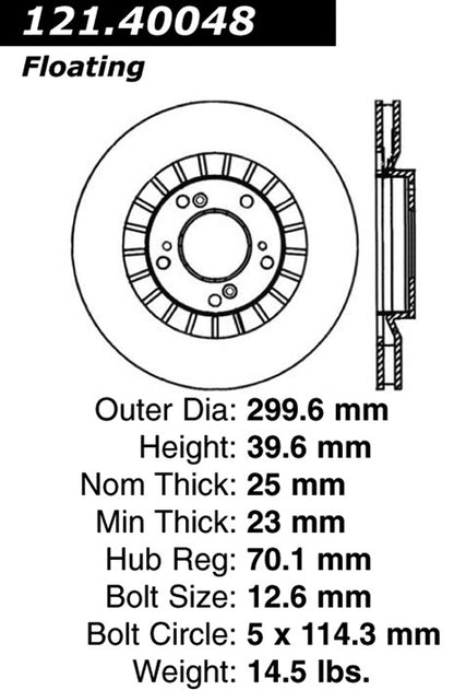 Centric Parts Disc Brake Rotor Standard with Non-Directional Finishes for 2000-2009 Honda S2000 121.40048